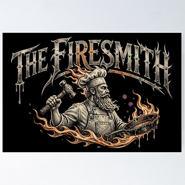 Item preview, The Firesmith Design, Chef Artwork, Cook Design, Cooking Graphic, Fire Cooking, Grill Chef, Chef Gift, Cook Gift, Culinary Art, Kitchen Culture, Open Fire Cooking, Professional Chef, BBQ Gift designed and sold by Typologystudios.