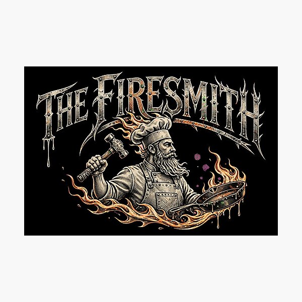 Item preview, The Firesmith Design, Chef Artwork, Cook Design, Cooking Graphic, Fire Cooking, Grill Chef, Chef Gift, Cook Gift, Culinary Art, Kitchen Culture, Open Fire Cooking, Professional Chef, BBQ Gift designed and sold by Typologystudios.