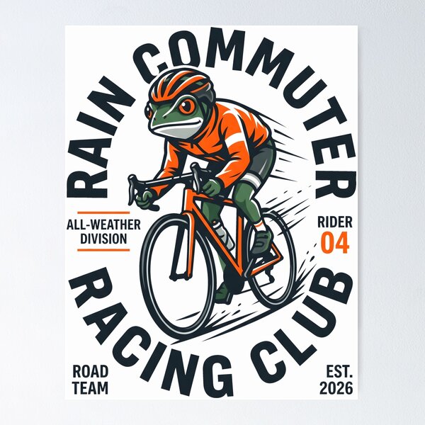 Item preview, Rain Commuter Cycling Club Bike Riding Frog Humor designed and sold by SplashTastic.