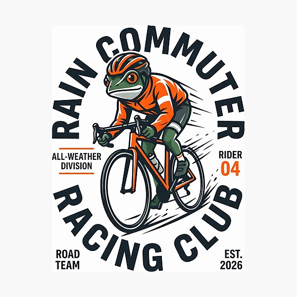 Item preview, Rain Commuter Cycling Club Bike Riding Frog Humor designed and sold by SplashTastic.