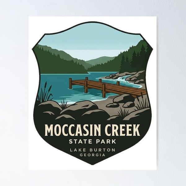 Item preview, Moccasin Creek State Park Lake Burton Georgia Crest Sticker designed and sold by DetourDgn.