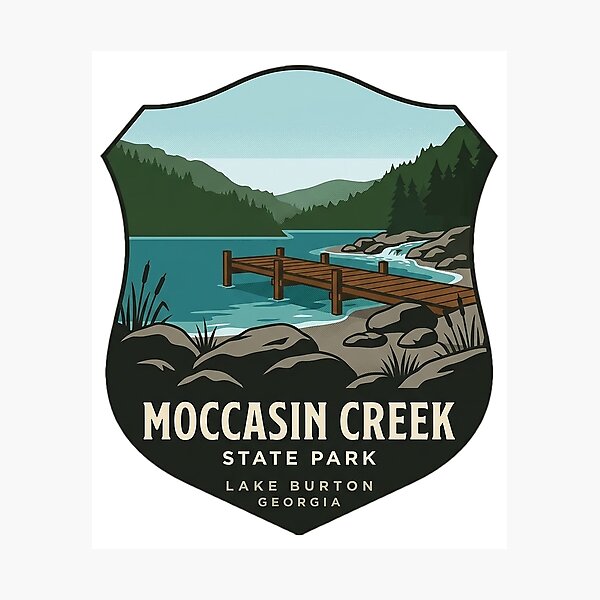 Item preview, Moccasin Creek State Park Lake Burton Georgia Crest Sticker designed and sold by DetourDgn.