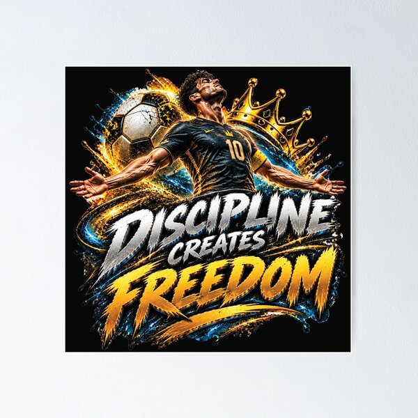 Item preview, Discipline Creates Freedom | Football Motivation Soccer Player Gift designed and sold by M. Mamdouh Artworks.