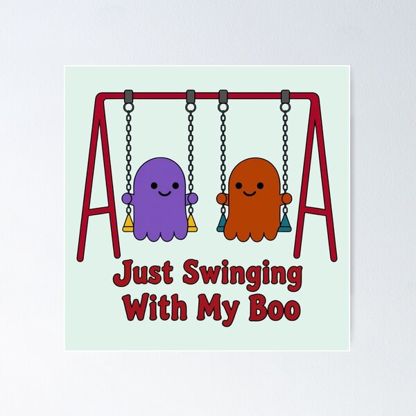 Item preview, Cute Halloween Ghost Couple Just Swinging With My Boo designed and sold by ANJ Creative Designs.