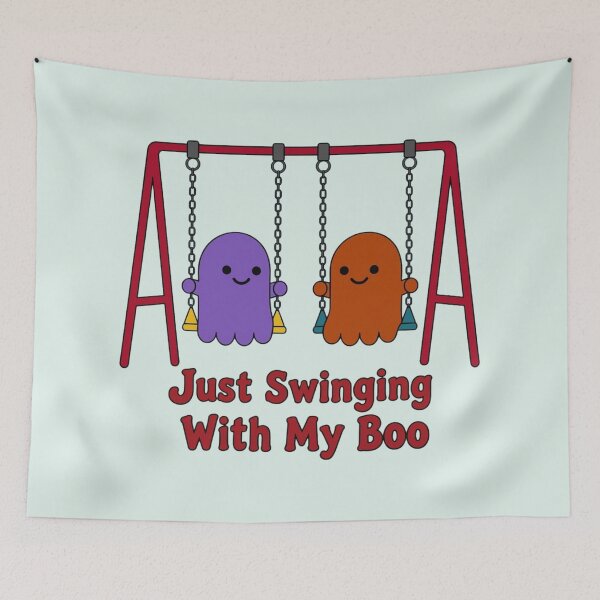 Item preview, Cute Halloween Ghost Couple Just Swinging With My Boo designed and sold by ANJ Creative Designs.