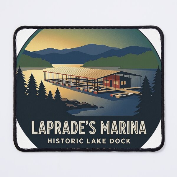 Item preview, LaPrade's Marina Lake Burton Georgia Art Deco Sticker designed and sold by DetourDgn.