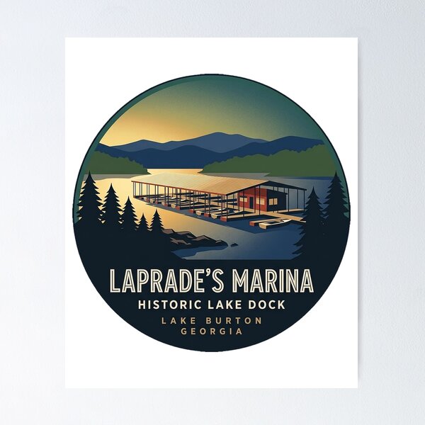 Item preview, LaPrade's Marina Lake Burton Georgia Art Deco Sticker designed and sold by DetourDgn.