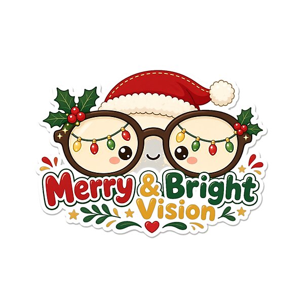“Merry & Bright Vision†design: christmas Gift for Optometrists, cute kawaii art by Soft Merch
