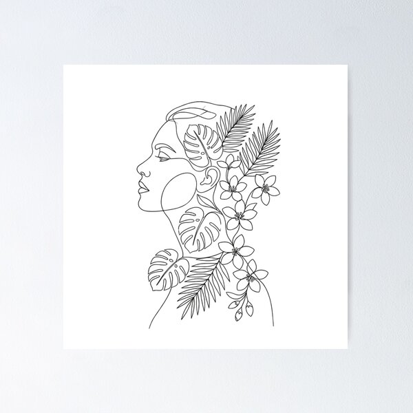 Item preview, Botanical Woman Profile - Minimalist One-Line Art designed and sold by masterart.12.