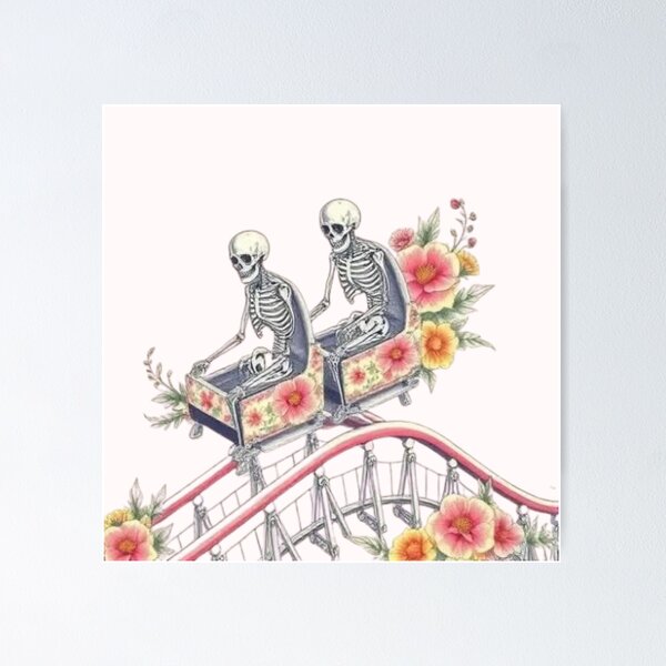 Item preview, Happy Skeletons Riding a coaster designed and sold by Welcome To My Store!.