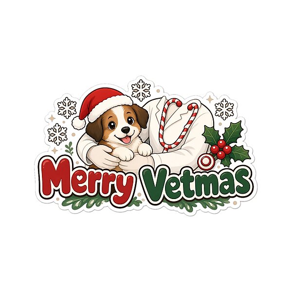 “Merry Vetmas†design: christmas Gift for Veterinarians, cute kawaii art by Soft Merch