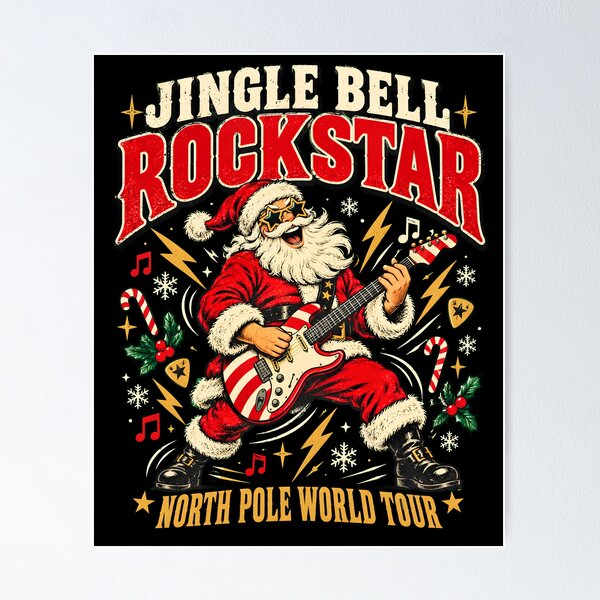Item preview, Jingle Bell Rockstar - Rock and Roll Santa North Pole World Tour designed and sold by BumbleBloom7.