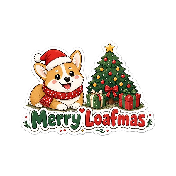 “Merry Loafmas” design: christmas Gift for Corgi Moms, cute kawaii art by Soft Merch