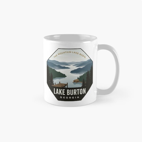 Item preview, Lake Burton Georgia Misty Mountain Lake Octagon Badge Sticker designed and sold by DetourDgn.