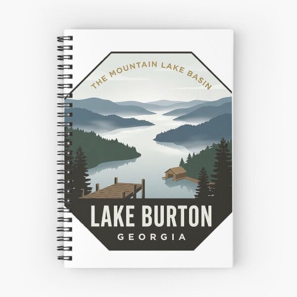 Item preview, Lake Burton Georgia Misty Mountain Lake Octagon Badge Sticker designed and sold by DetourDgn.
