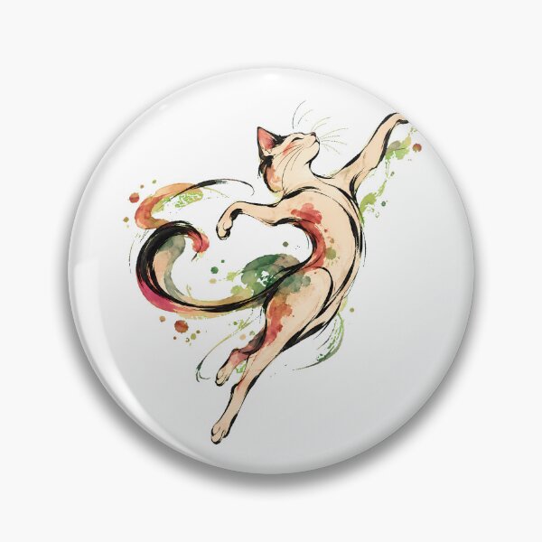 Artikelvorschau, Aquarell-Spritzkunst mit tanzender Katze entworfen und verkauft von chattsuede.