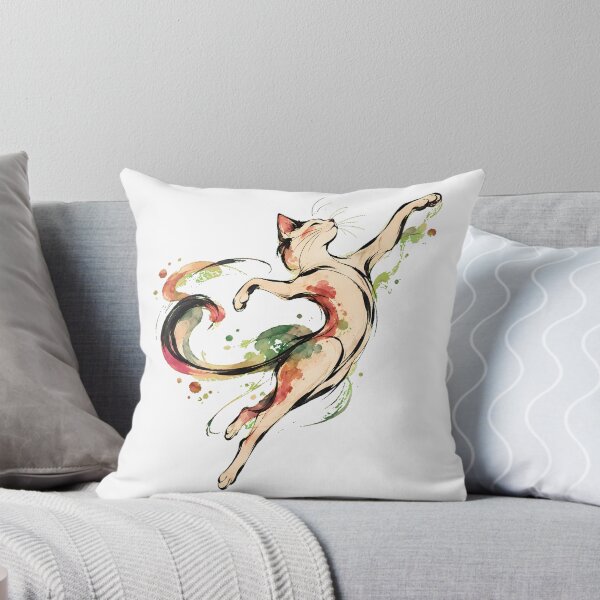 Aperçu de l'œuvre Chat dansant, aquarelle, éclaboussures, artiste créée et vendue par chattsuede.