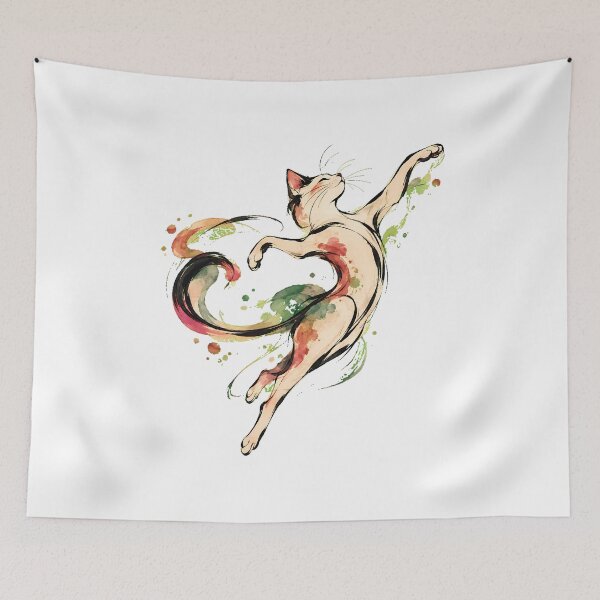 Item preview, Dancing Cat Watercolor Splatter Art Dancer Artist designed and sold by chattsuede.