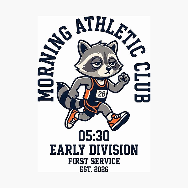 Item preview, Morning Athletic Club Early Runner Tired Raccoon Humor designed and sold by SplashTastic.