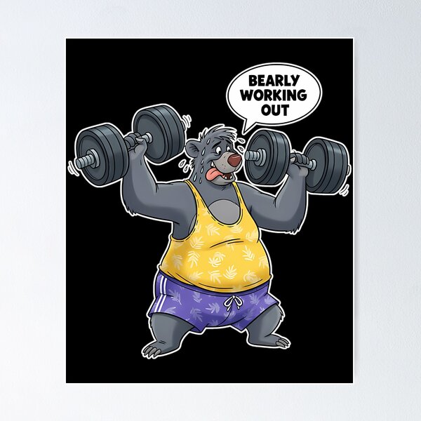 Item preview, Baloo Workout Cartoon  Bearly Working Out Gym  designed and sold by kawaii kid.