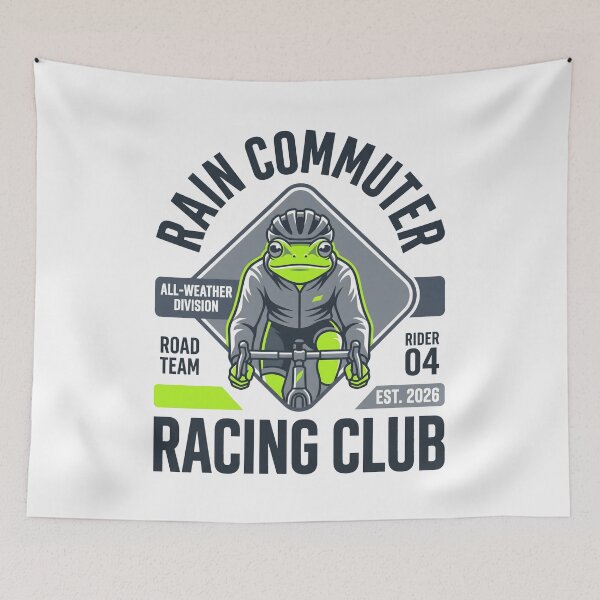 Item preview, Rain Commuter Racing Club Front View Cycling Frog designed and sold by SplashTastic.
