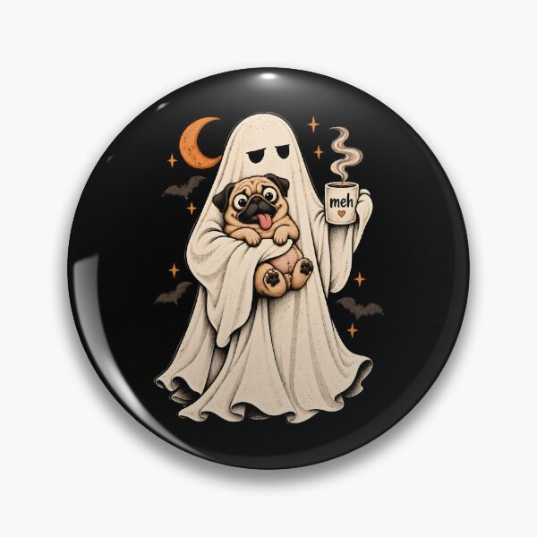 Item preview, Ghost Pug Holding Coffee  designed and sold by a-turner-paint.