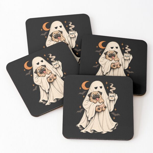 Item preview, Ghost Pug Holding Coffee  designed and sold by a-turner-paint.