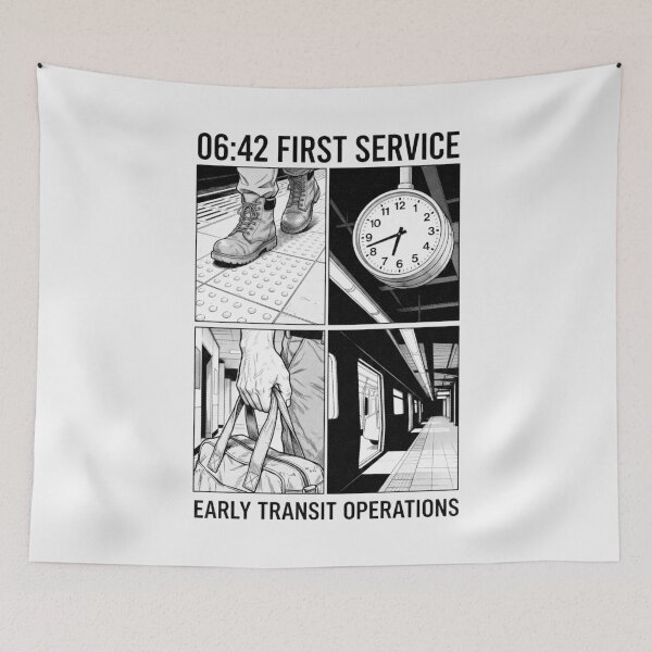 Item preview, Early Transit Operations 06:42 First Service Commuter Manga Art designed and sold by SplashTastic.