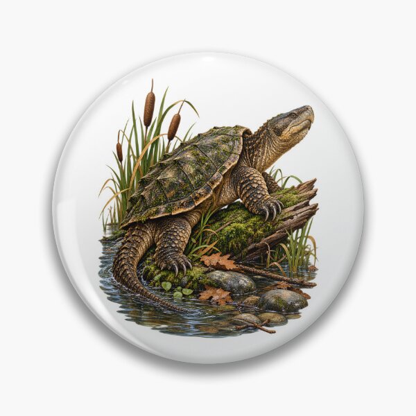 Item preview, Ancient River Guardian: Snapping Turtle Wildlife Illustration designed and sold by ZayCreates.