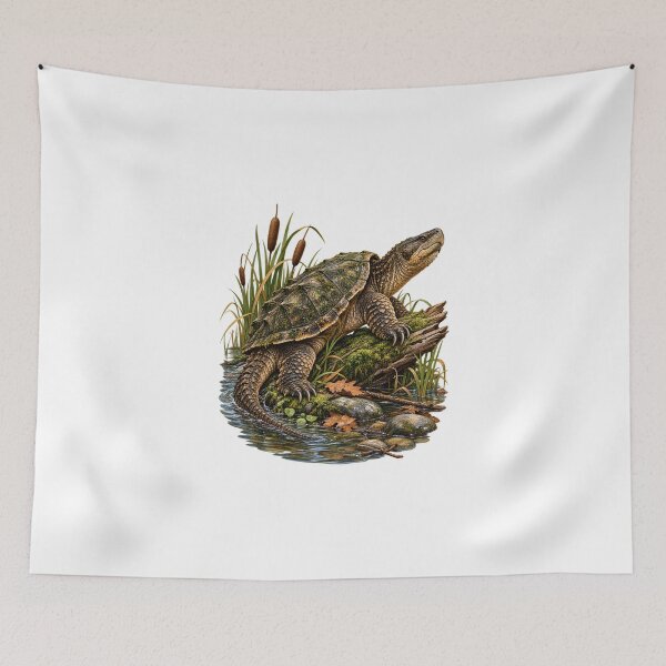 Item preview, Ancient River Guardian: Snapping Turtle Wildlife Illustration designed and sold by ZayCreates.