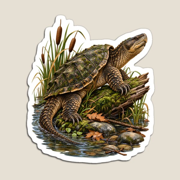 Item preview, Ancient River Guardian: Snapping Turtle Wildlife Illustration designed and sold by ZayCreates.