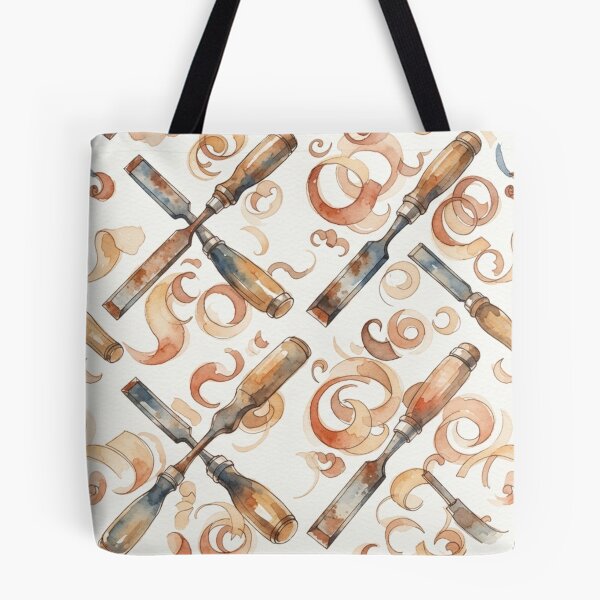 Item preview, Vintage Woodworking Chisels and Wood Shavings Pattern designed and sold by bvdesignart.