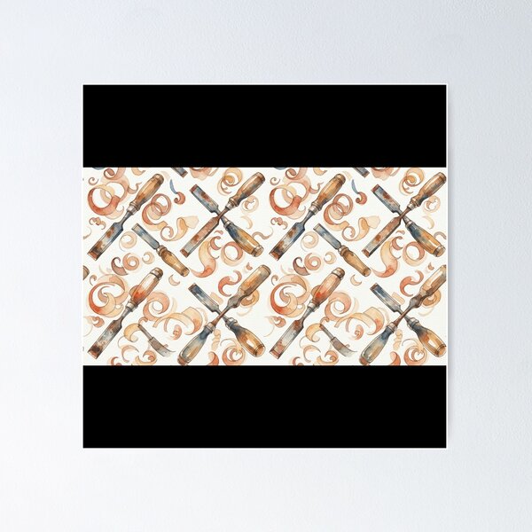 Item preview, Vintage Woodworking Chisels and Wood Shavings Pattern designed and sold by bvdesignart.