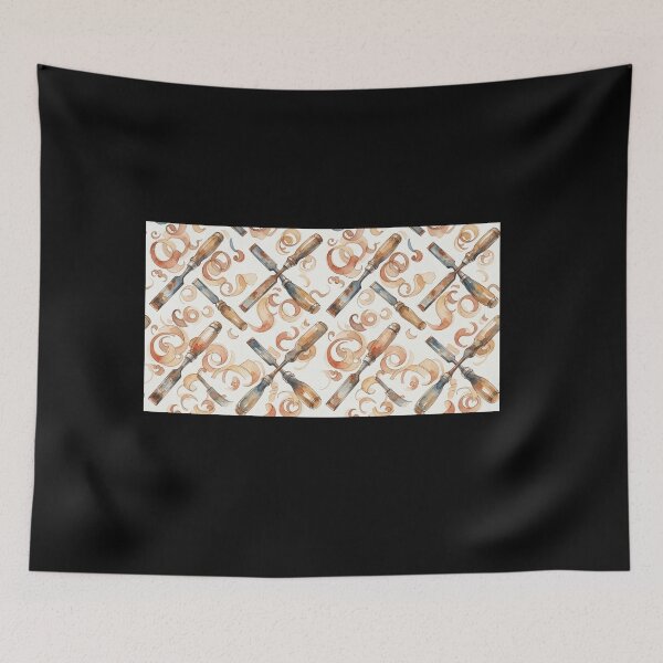 Item preview, Vintage Woodworking Chisels and Wood Shavings Pattern designed and sold by bvdesignart.
