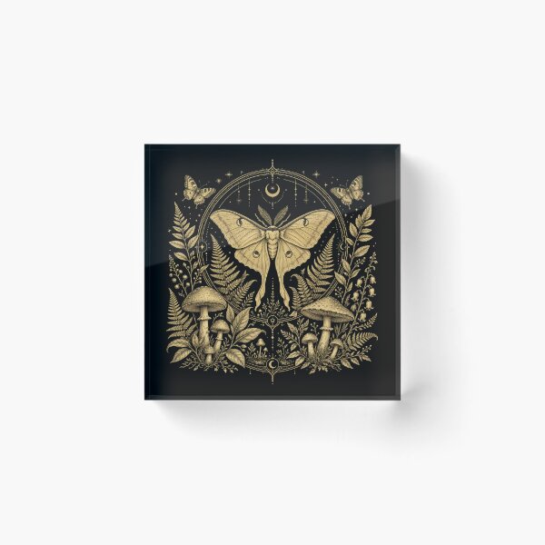 Item preview, Celestial Gold Luna Moth Botanical Mushroom Aesthetic designed and sold by CF_VintageDesign.