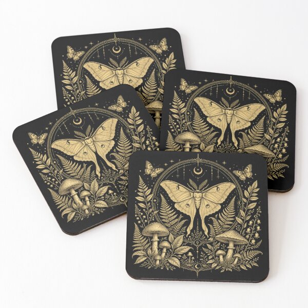 Item preview, Celestial Gold Luna Moth Botanical Mushroom Aesthetic designed and sold by CF_VintageDesign.