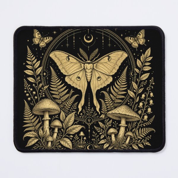 Item preview, Celestial Gold Luna Moth Botanical Mushroom Aesthetic designed and sold by CF_VintageDesign.