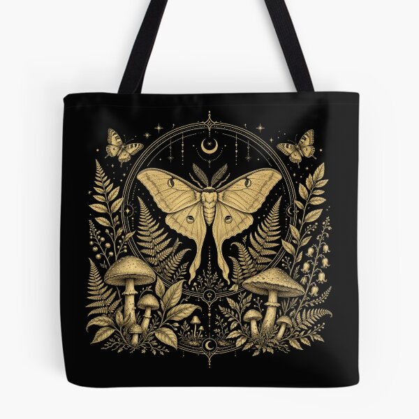 Item preview, Celestial Gold Luna Moth Botanical Mushroom Aesthetic designed and sold by CF_VintageDesign.