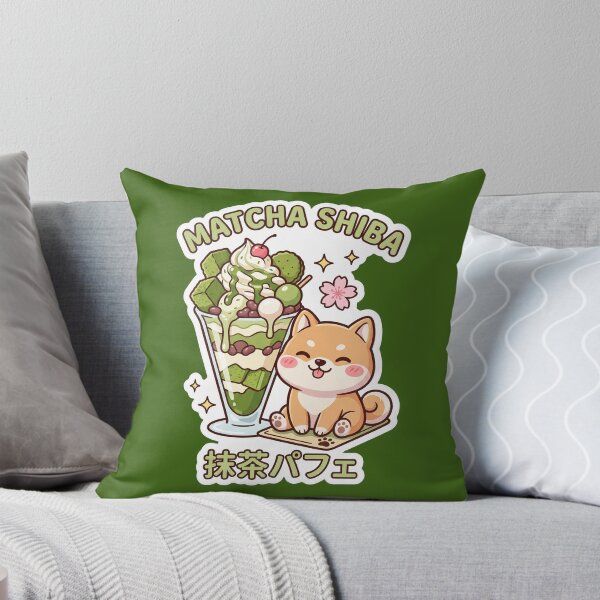 Item preview, Kawaii Matcha Green Tea Parfait Shiba Inu Sticker designed and sold by Hikariha Studio.