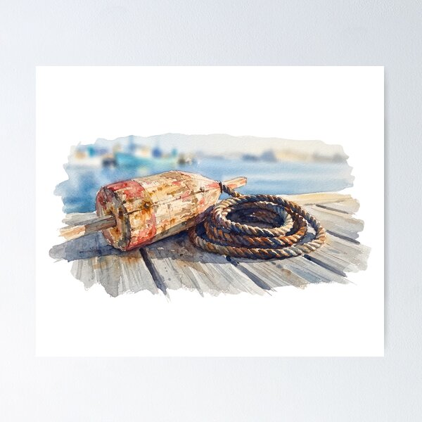 Item preview, Vintage Maritime Seaside Dock Watercolour  designed and sold by made by Golightly x.