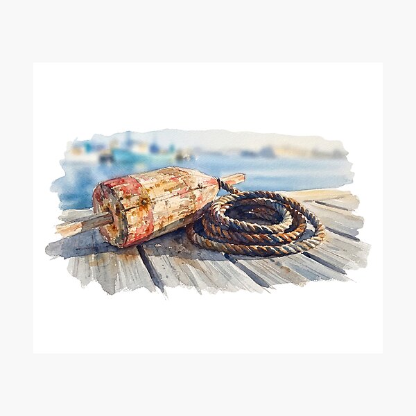 Item preview, Vintage Maritime Seaside Dock Watercolour  designed and sold by made by Golightly x.