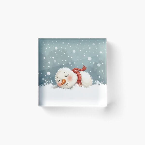 Item preview, Sleeping Snowman with Red Scarf in Winter Wonderland designed and sold by Connys Colorful World.