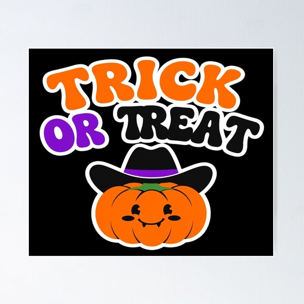 Item preview, Trick Or Treat Cowboy Pumpkin Halloween Text designed and sold by Custom Crest.