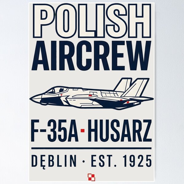 Item preview, Polish Aircrew F-35A Husarz Side View Fighter Jet Aviation designed and sold by SplashTastic.
