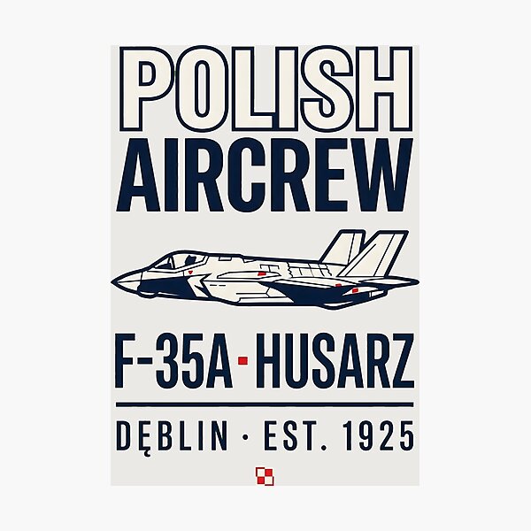 Item preview, Polish Aircrew F-35A Husarz Side View Fighter Jet Aviation designed and sold by SplashTastic.