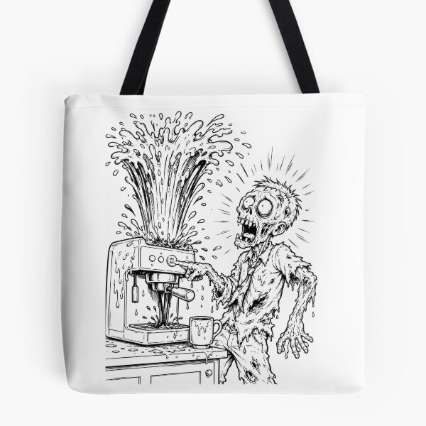 Item preview, Zombie Coffee Machine Disaster Funny Caffeine Chaos designed and sold by ComedyInkFactor.
