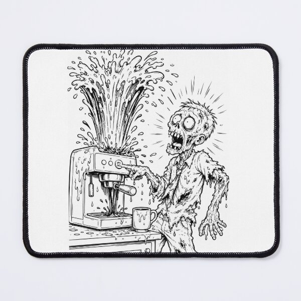 Item preview, Zombie Coffee Machine Disaster Funny Caffeine Chaos designed and sold by ComedyInkFactor.