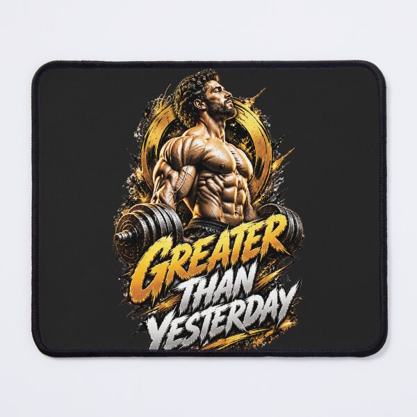 Item preview, Greater Than Yesterday | Bodybuilding Gym Motivation Design designed and sold by M. Mamdouh Artworks.