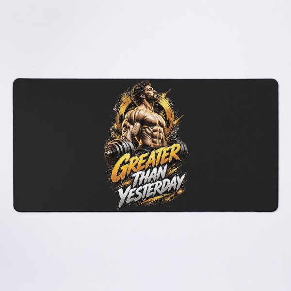 Item preview, Greater Than Yesterday | Bodybuilding Gym Motivation Design designed and sold by M. Mamdouh Artworks.