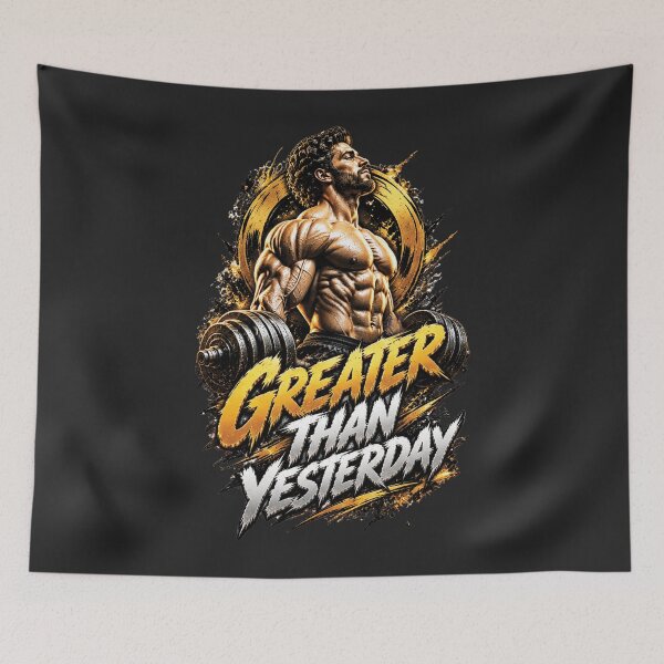 Item preview, Greater Than Yesterday | Bodybuilding Gym Motivation Design designed and sold by M. Mamdouh Artworks.